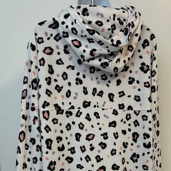 LuuLaRoe White Print Tunic Length Stretch Hoodie - Large - Picture 2 of 3